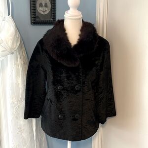 Vintage Crushed Velvet Dress Jacket w/ Mink Collar